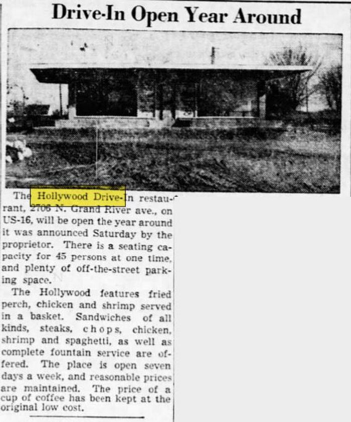 Hollywood Drive-In (Tonys Lounge) - Dec 1951 Article (newer photo)